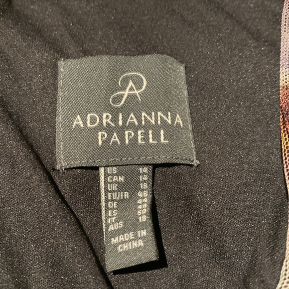 Gently Loved Adriana Papell Floral Tulle V Neck Gown size 14 - Picture 3 of 12